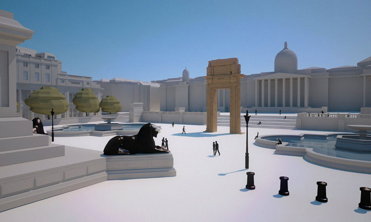 Így néz majd ki az árkád a londoni Trafalgar Square-en. Kép: Institute for Digital Archaeology